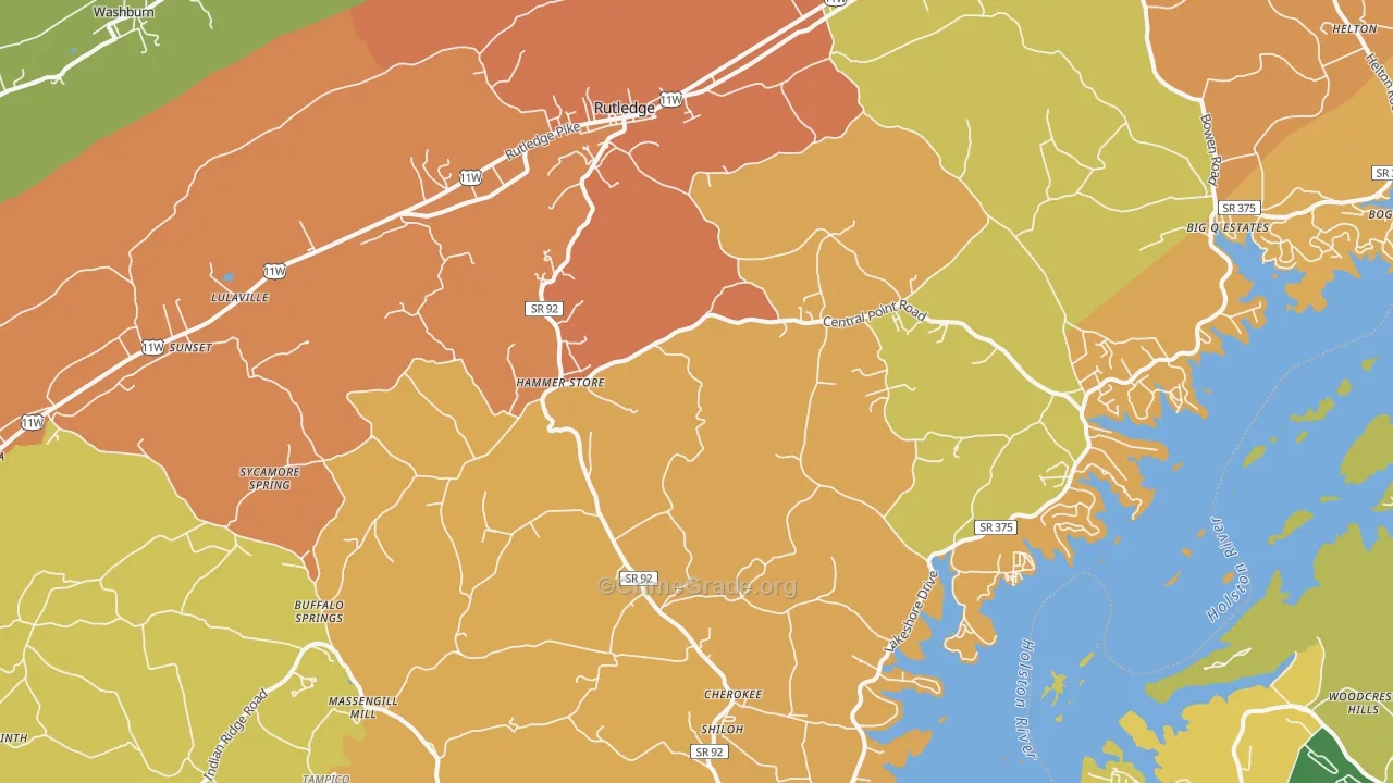 Rutledge, TN Map of Robbery Rates
