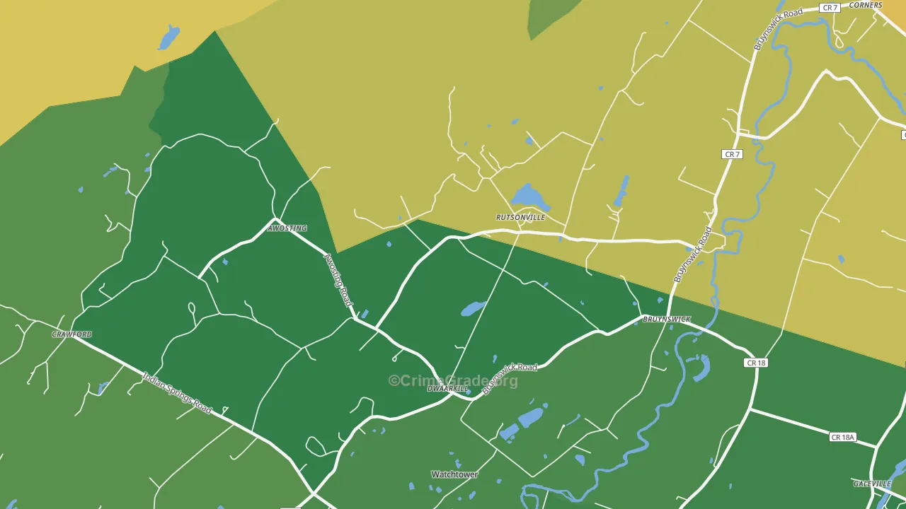 Rutsonville, NY Map of Robbery Rates