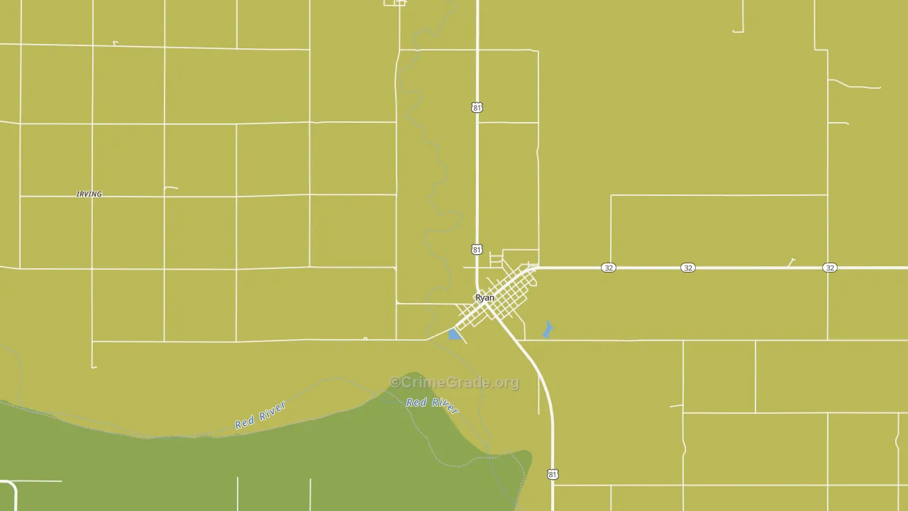 Ryan, OK Map of Robbery Rates