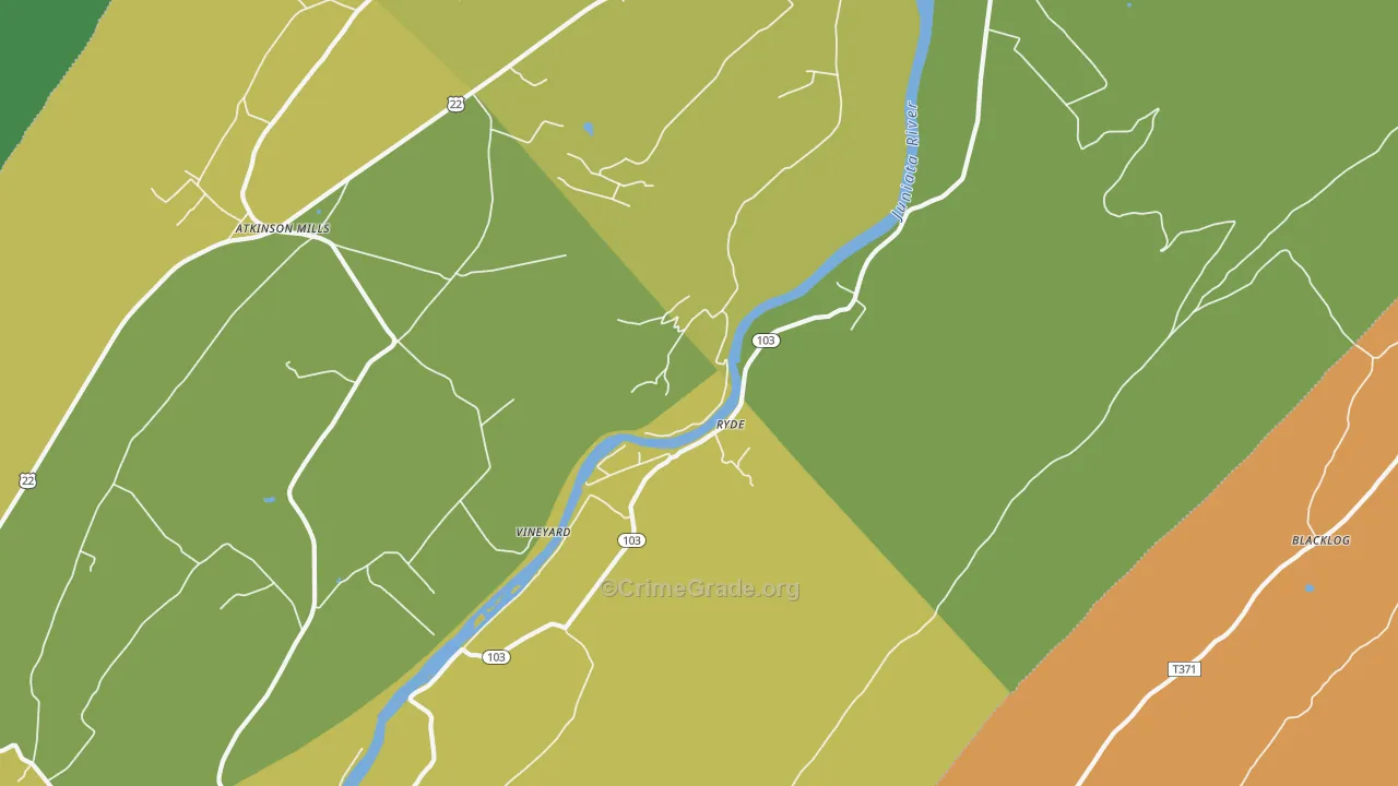 Ryde, PA Map of Robbery Rates