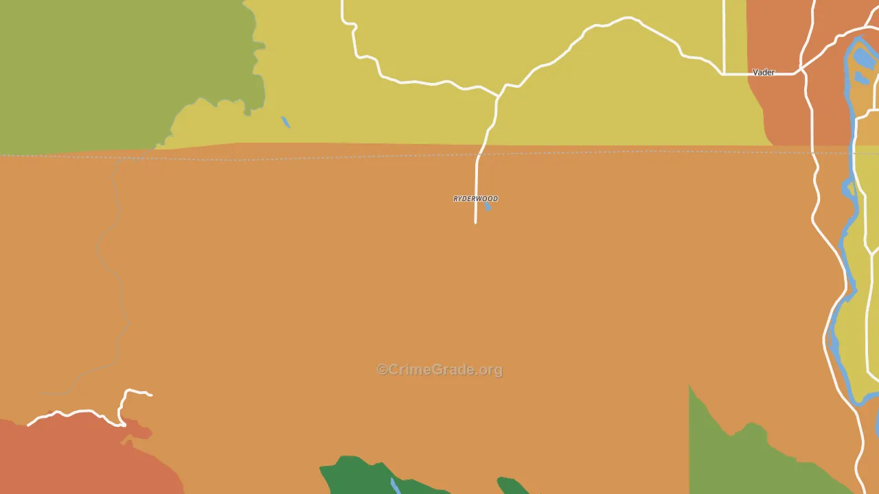 Ryderwood, WA Map of Robbery Rates