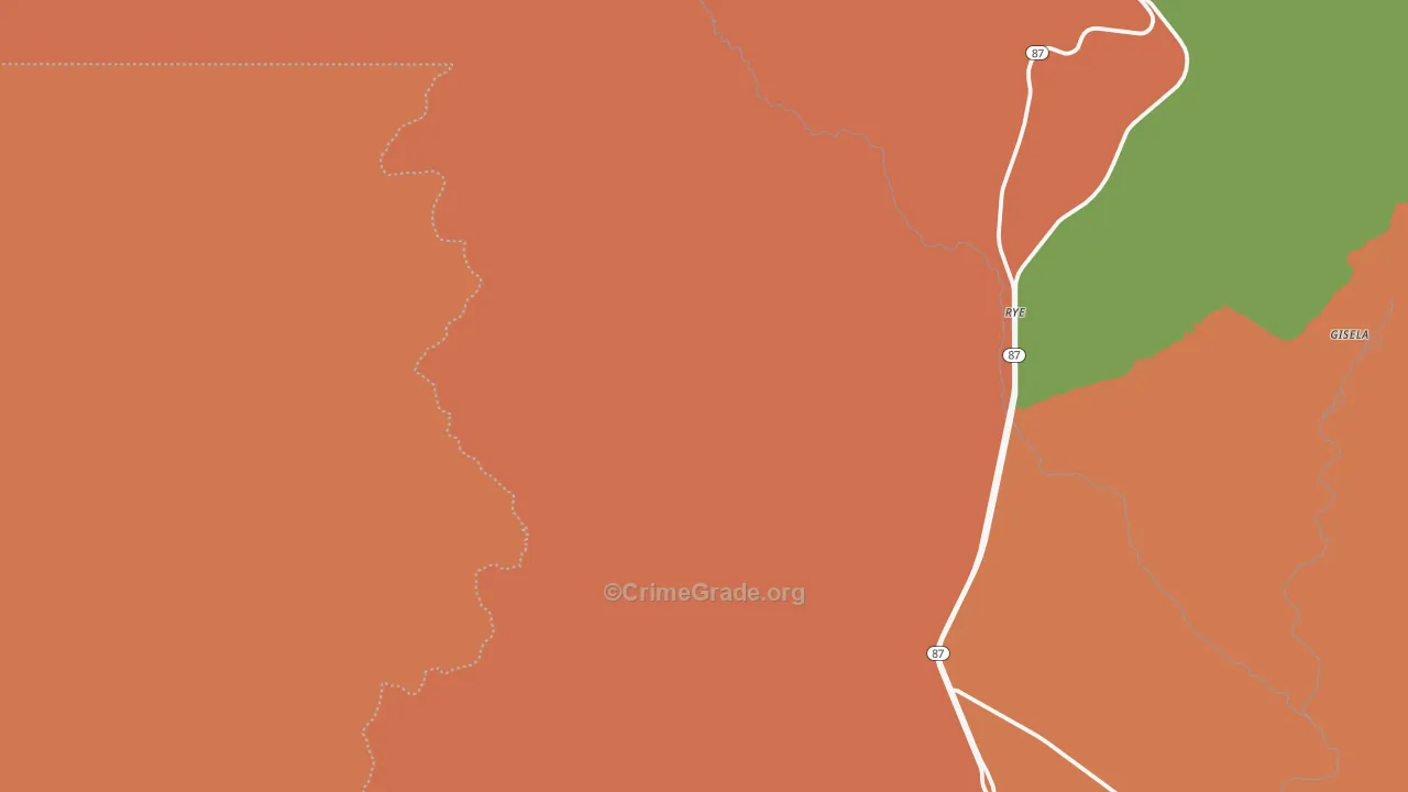 Rye, AZ Map of Robbery Rates