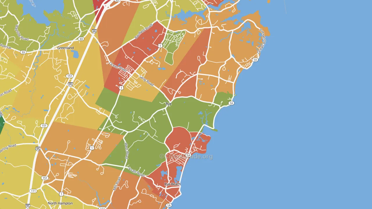 Rye, NH Map of Robbery Rates