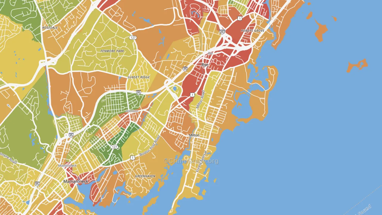 Rye, NY Map of Robbery Rates