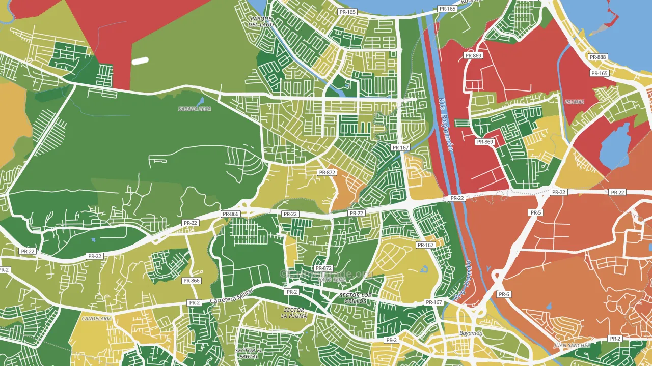 Sabana Seca, PR Map of Robbery Rates