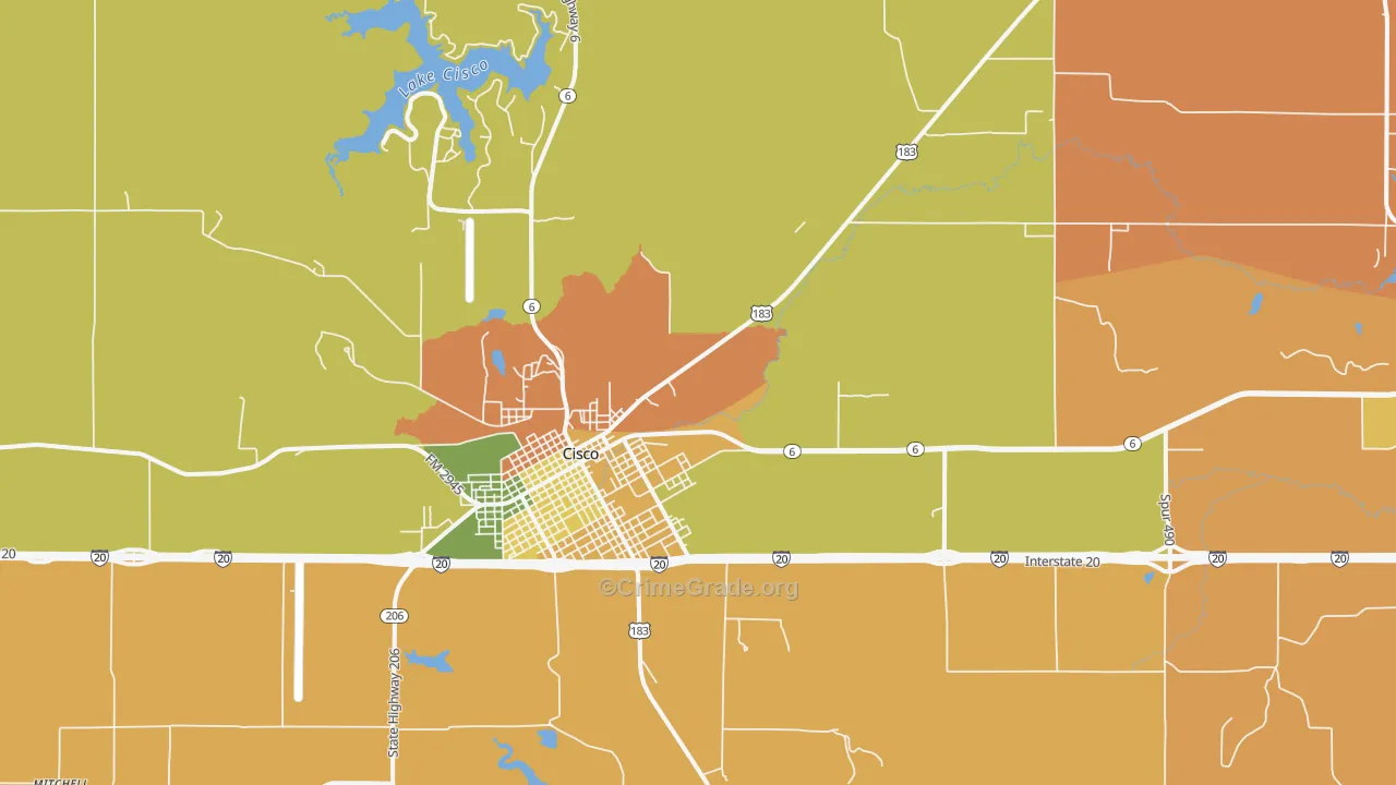 Sabanno, TX Map of Robbery Rates