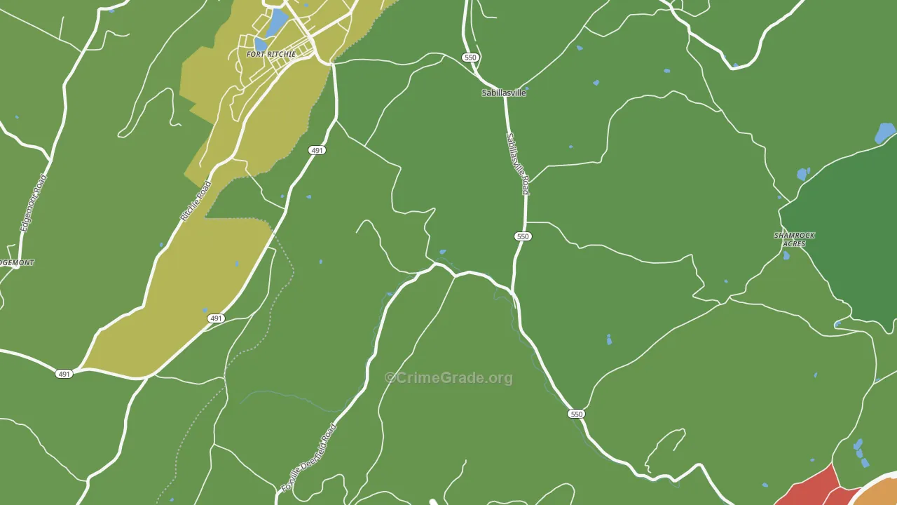 Sabillasville, MD Map of Robbery Rates
