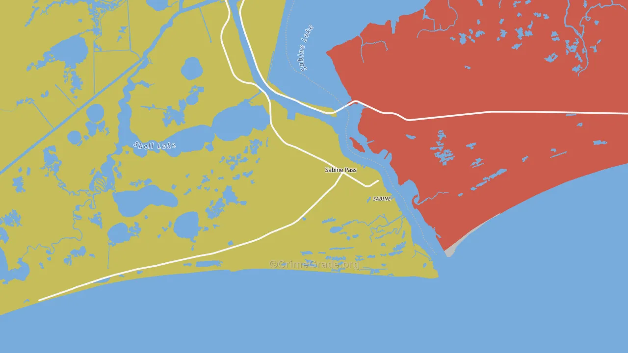 Sabine Pass, TX Map of Robbery Rates