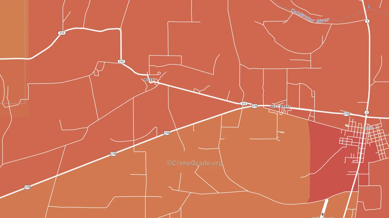 Sabino, MS Map of Robbery Rates
