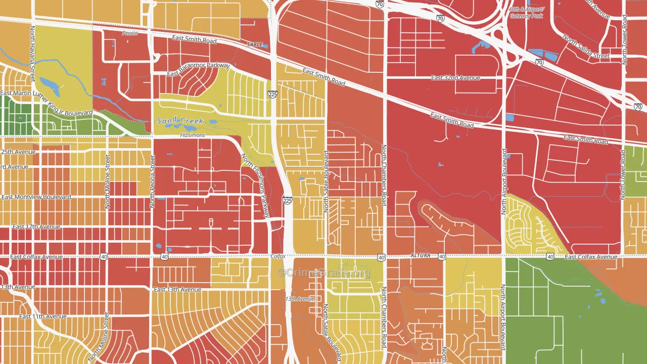 Sable Altura Chambers, Aurora, CO Map of Robbery Rates