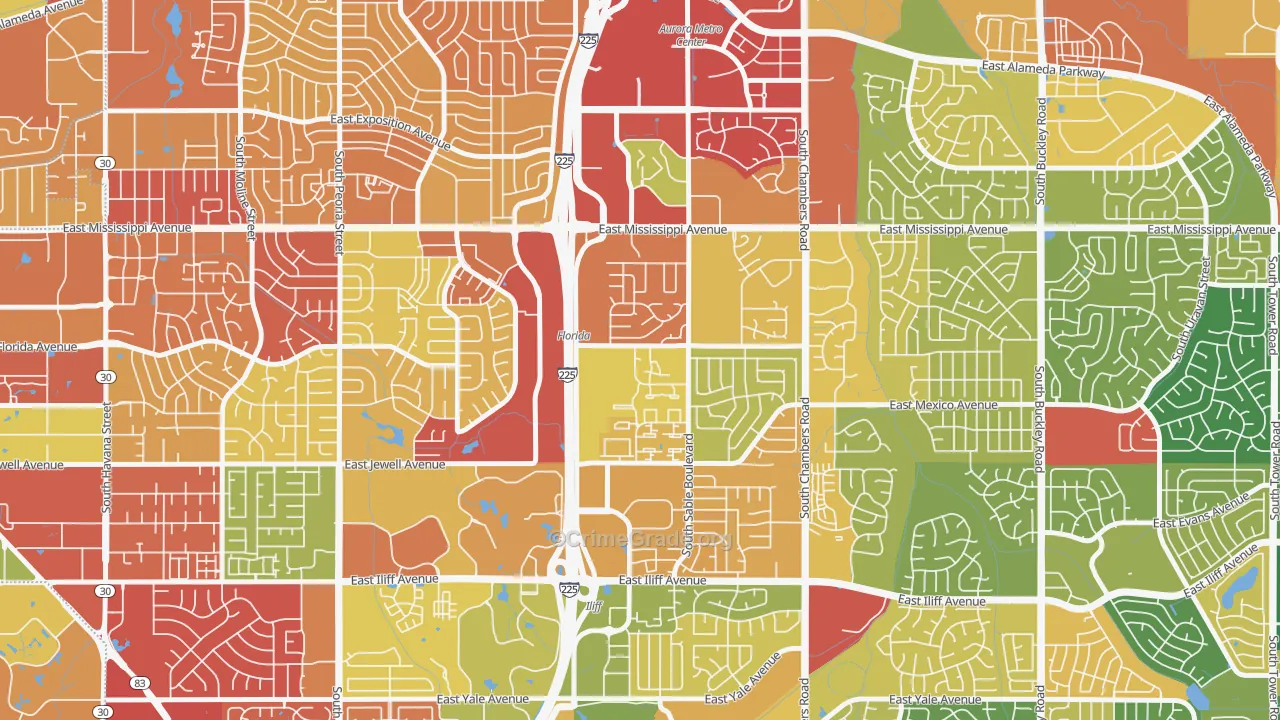Sableridge, Aurora, CO Map of Robbery Rates