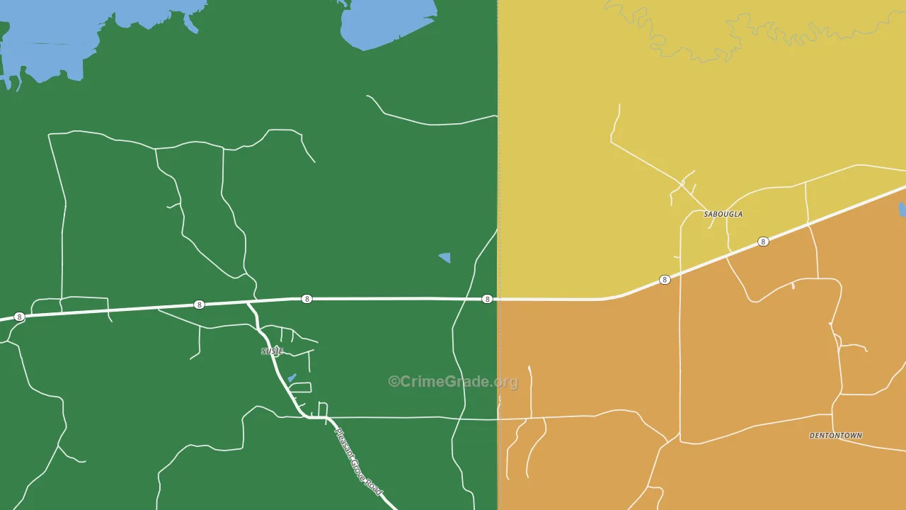 Sabougla, MS Map of Robbery Rates