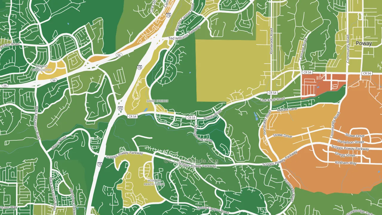 Sabre Springs, San Diego, CA Map of Robbery Rates