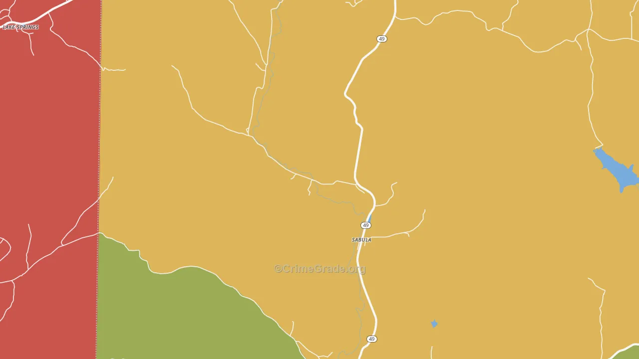 Sabula, MO Map of Robbery Rates
