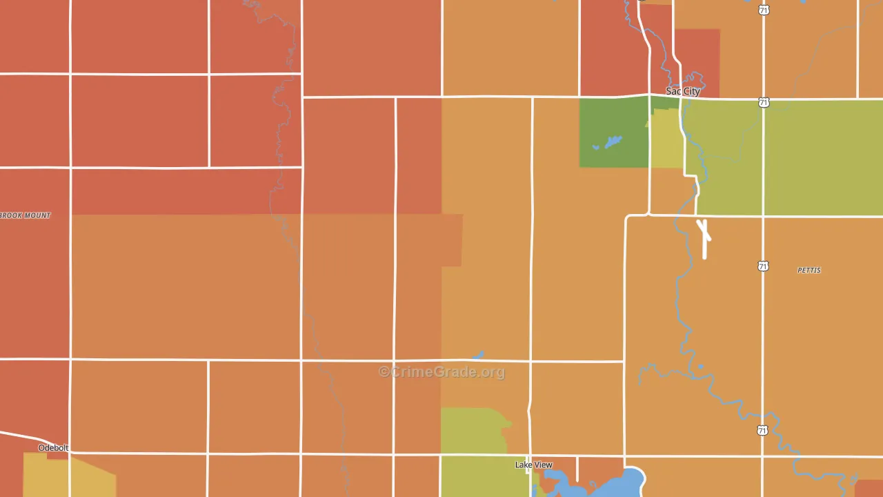 Sac County, IA Map of Robbery Rates