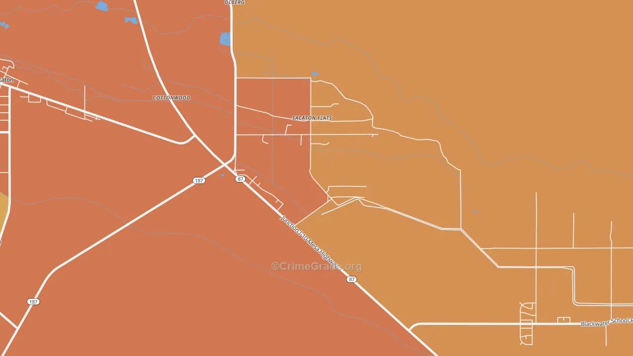 Sacaton Flats, AZ Map of Robbery Rates