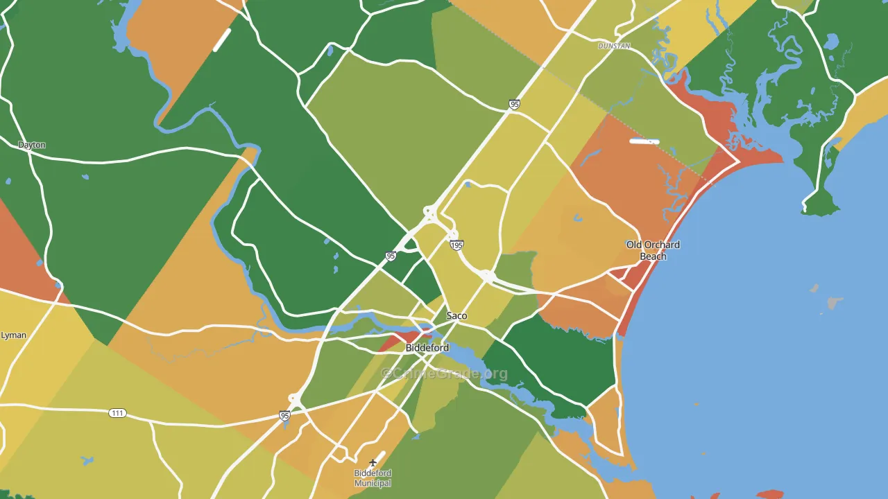 Saco, ME Map of Robbery Rates