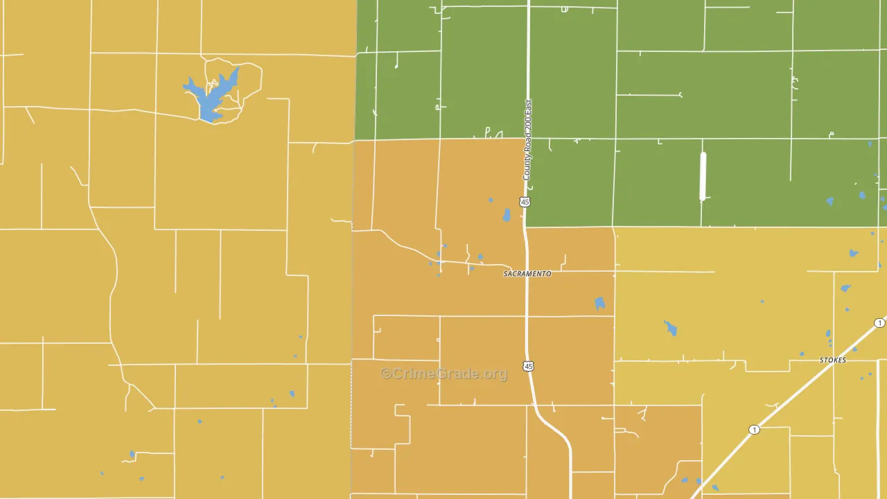 Sacramento, IL Map of Robbery Rates