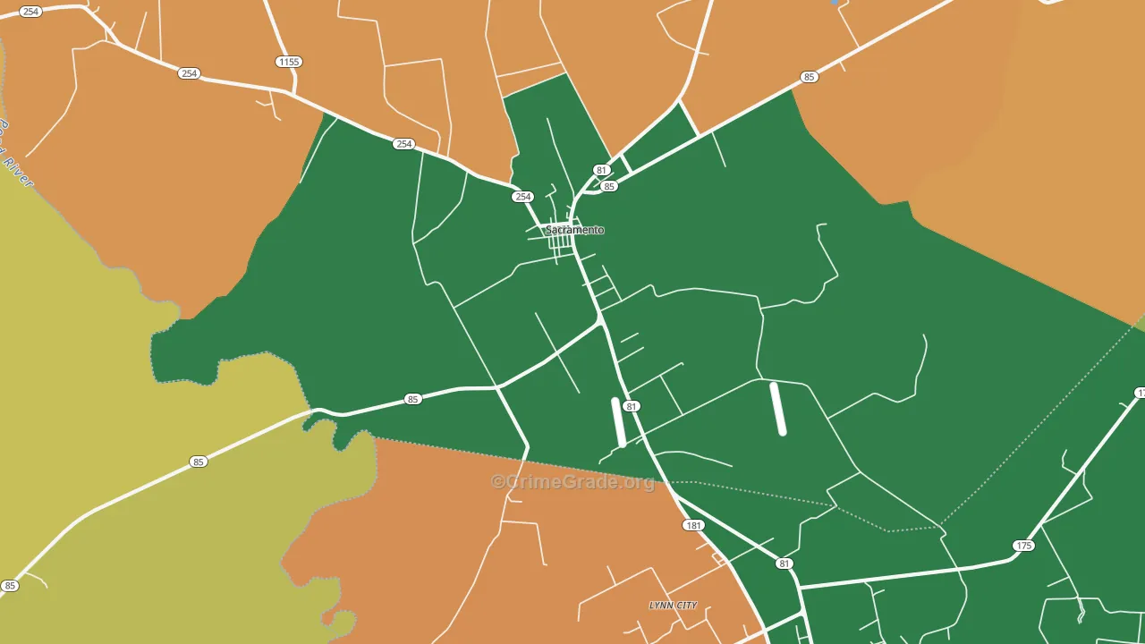 Sacramento, KY Map of Robbery Rates