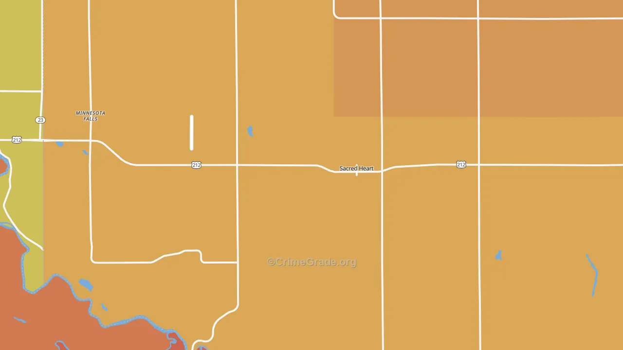 Sacred Heart, MN Map of Robbery Rates