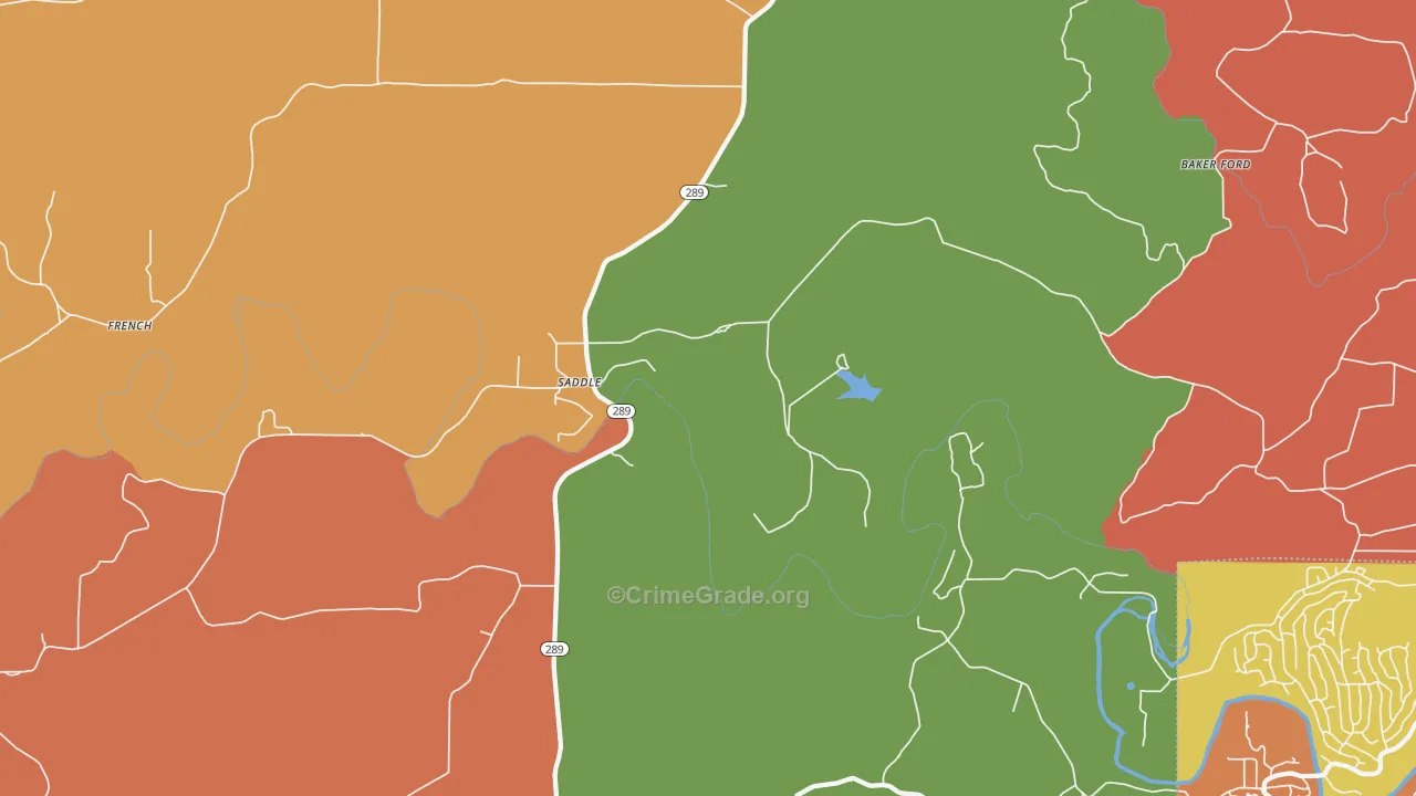 Saddle, AR Map of Robbery Rates