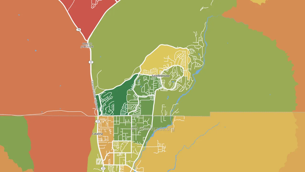 Saddlebrooke, AZ Map of Robbery Rates