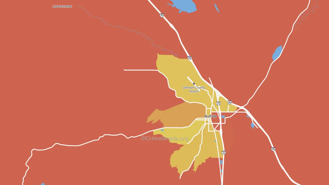 Saddlestring, WY Map of Robbery Rates