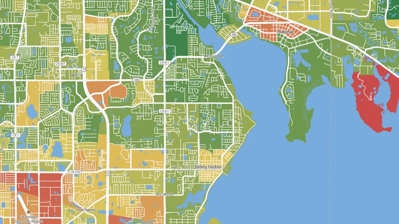 Safety Harbor, FL Map of Robbery Rates
