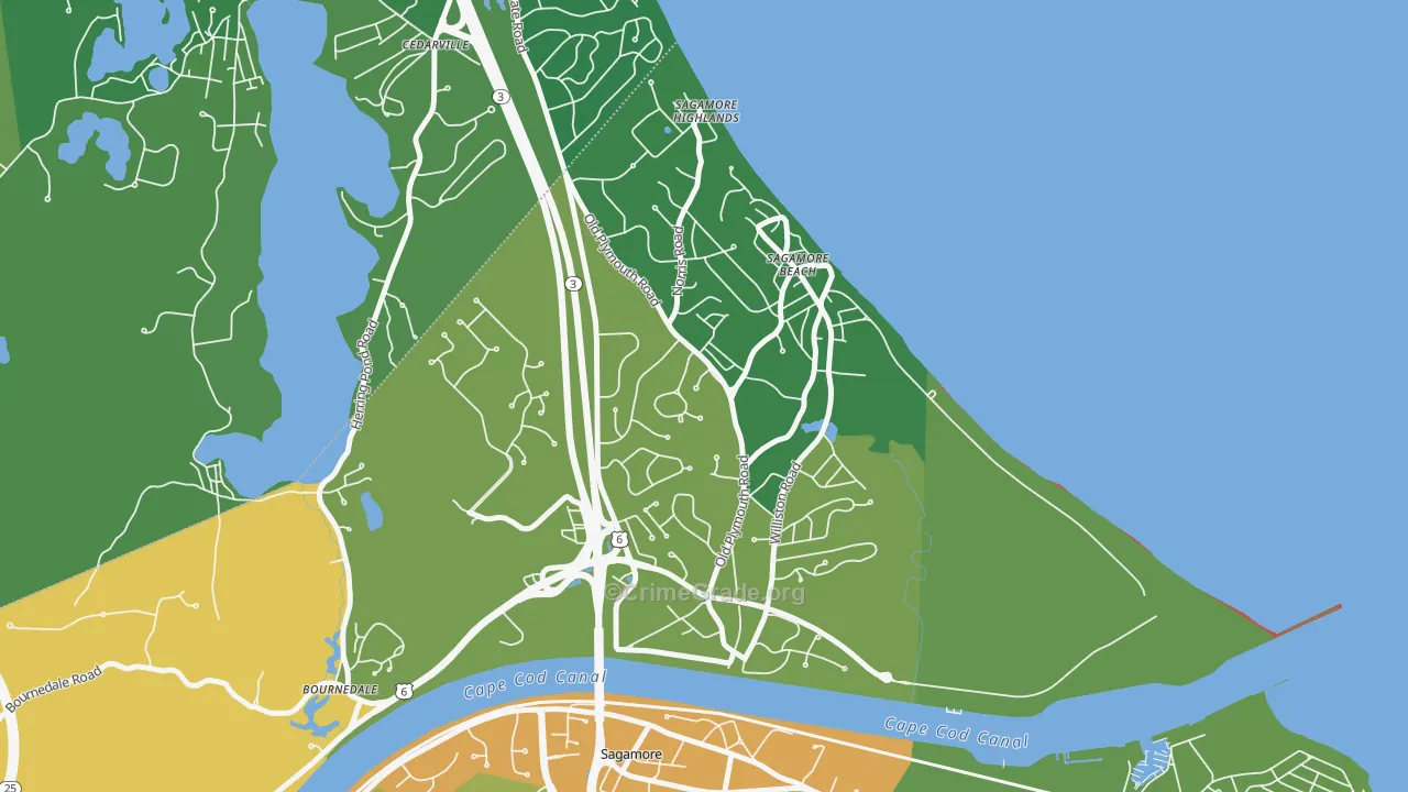Sagamore Beach, MA Map of Robbery Rates