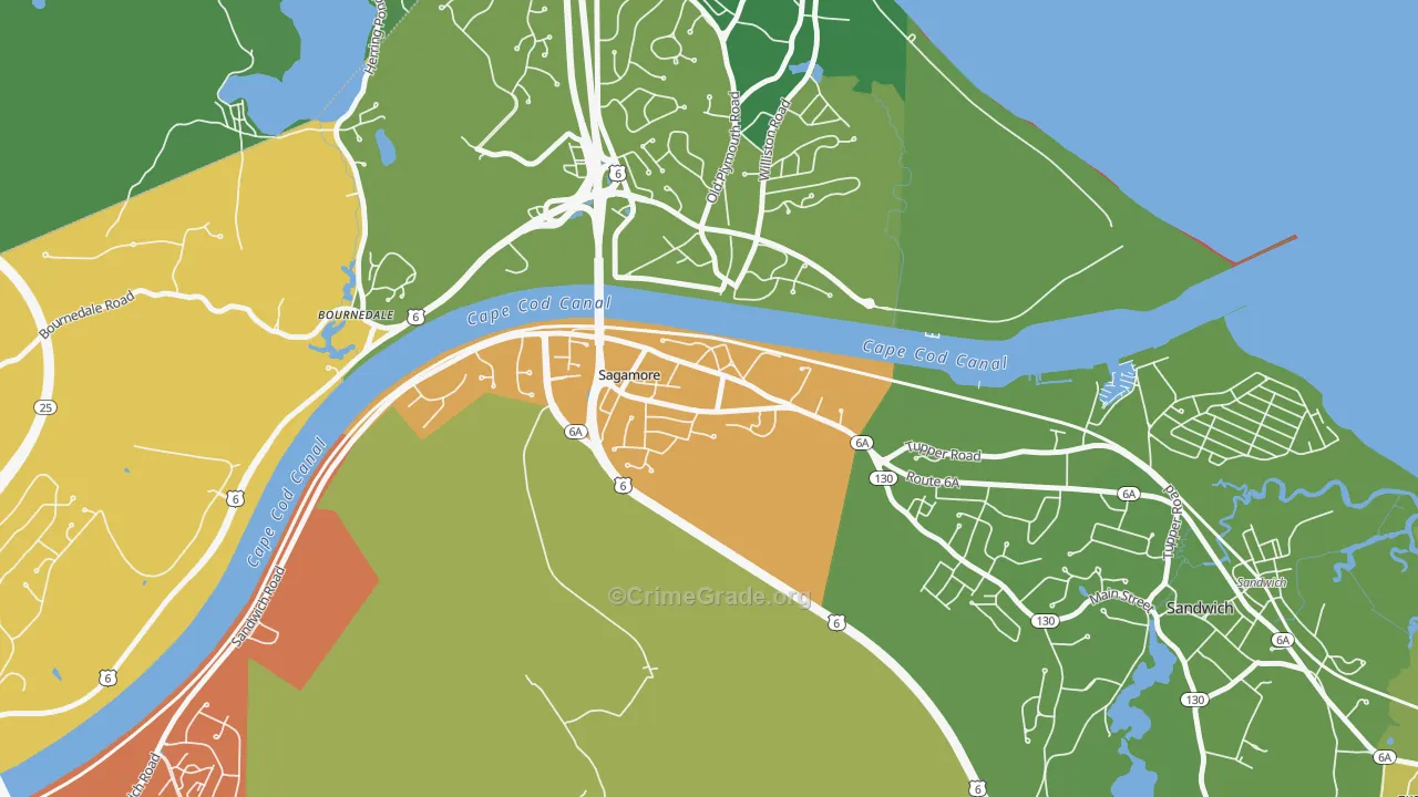 Sagamore, MA Map of Robbery Rates