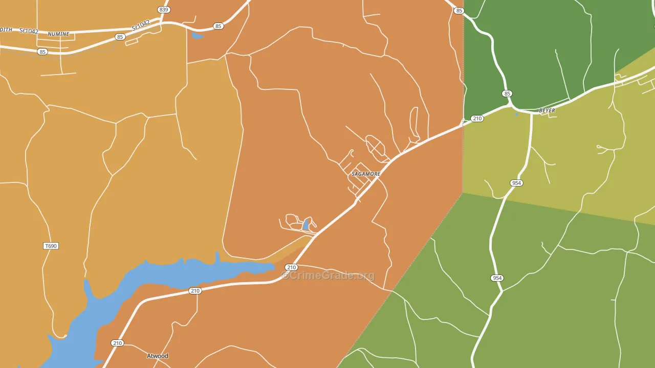 Sagamore, PA Map of Robbery Rates