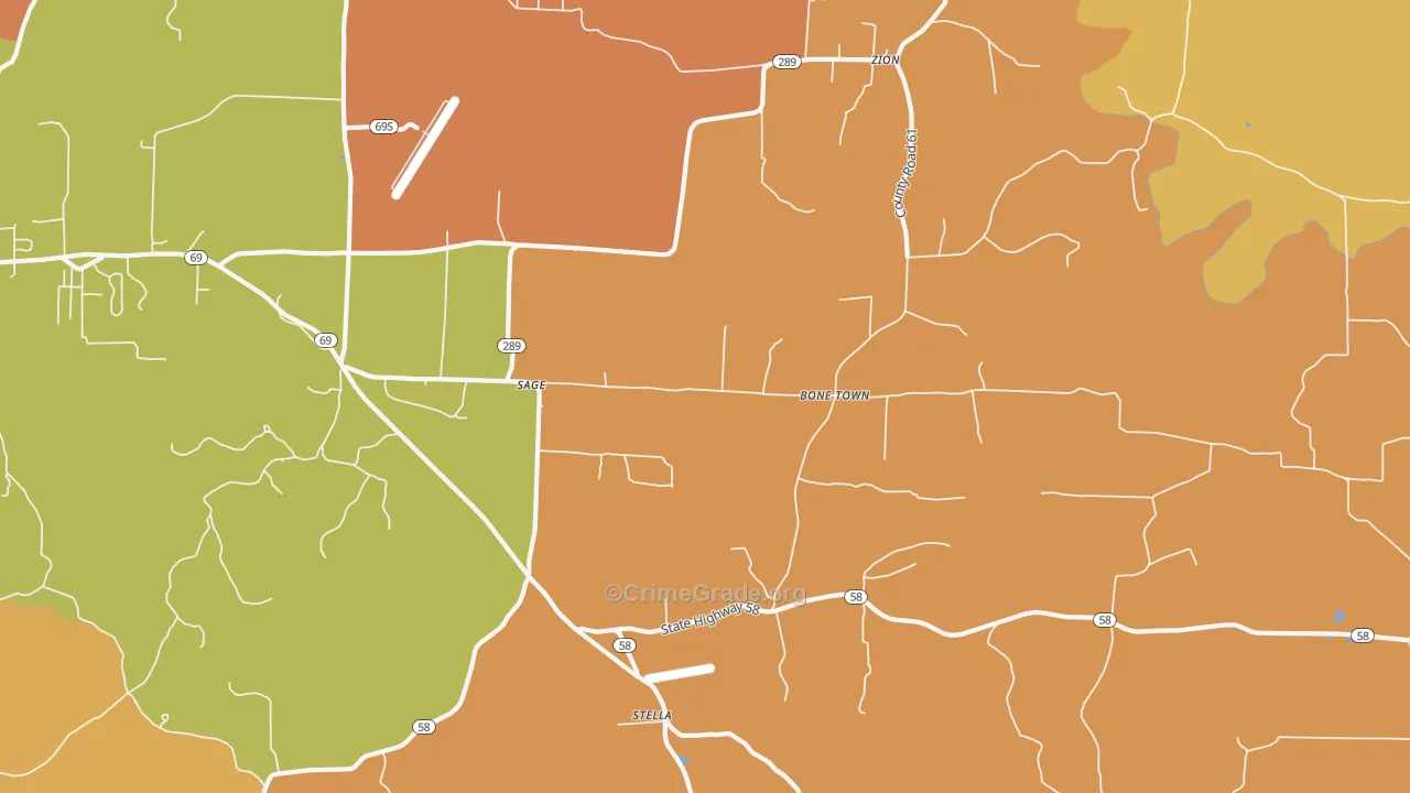 Sage, AR Map of Robbery Rates