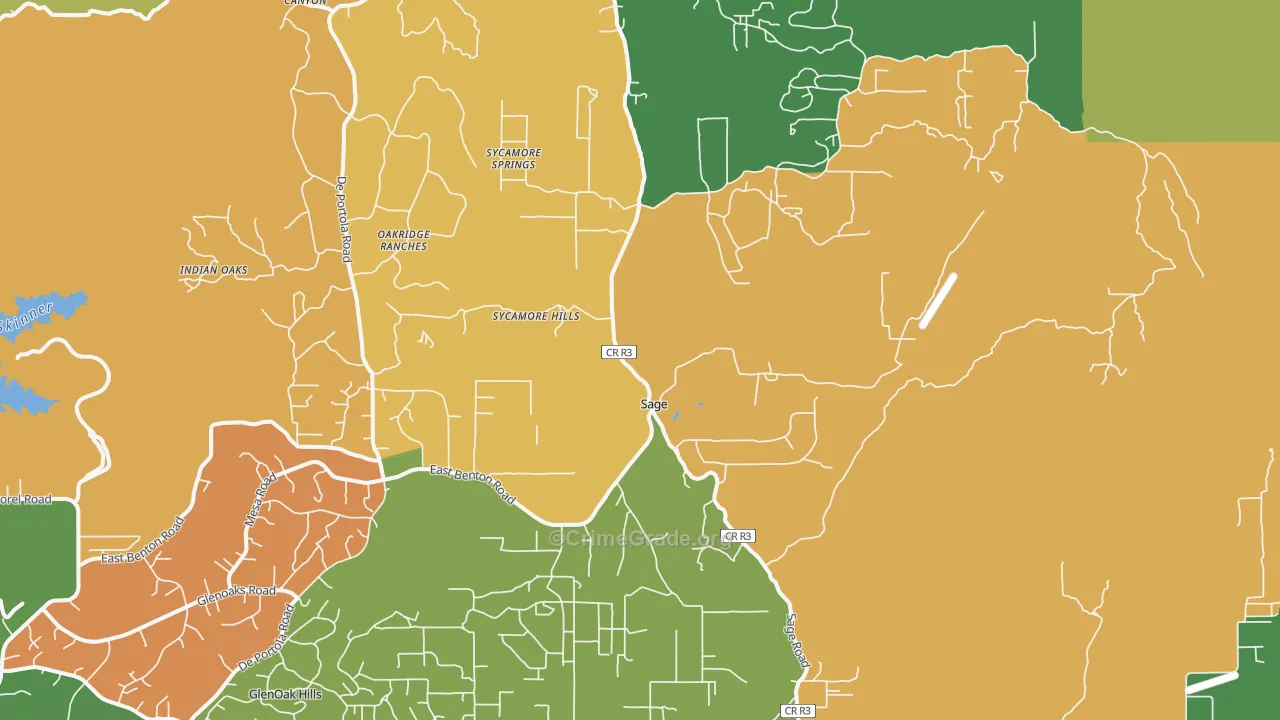 Sage, CA Map of Robbery Rates
