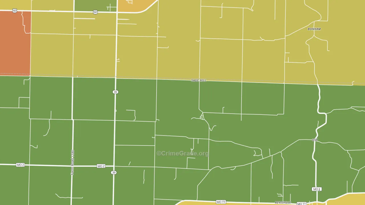 Sage Hill, MO Map of Robbery Rates