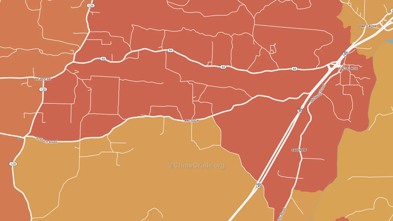 Saginaw, AR Map of Robbery Rates