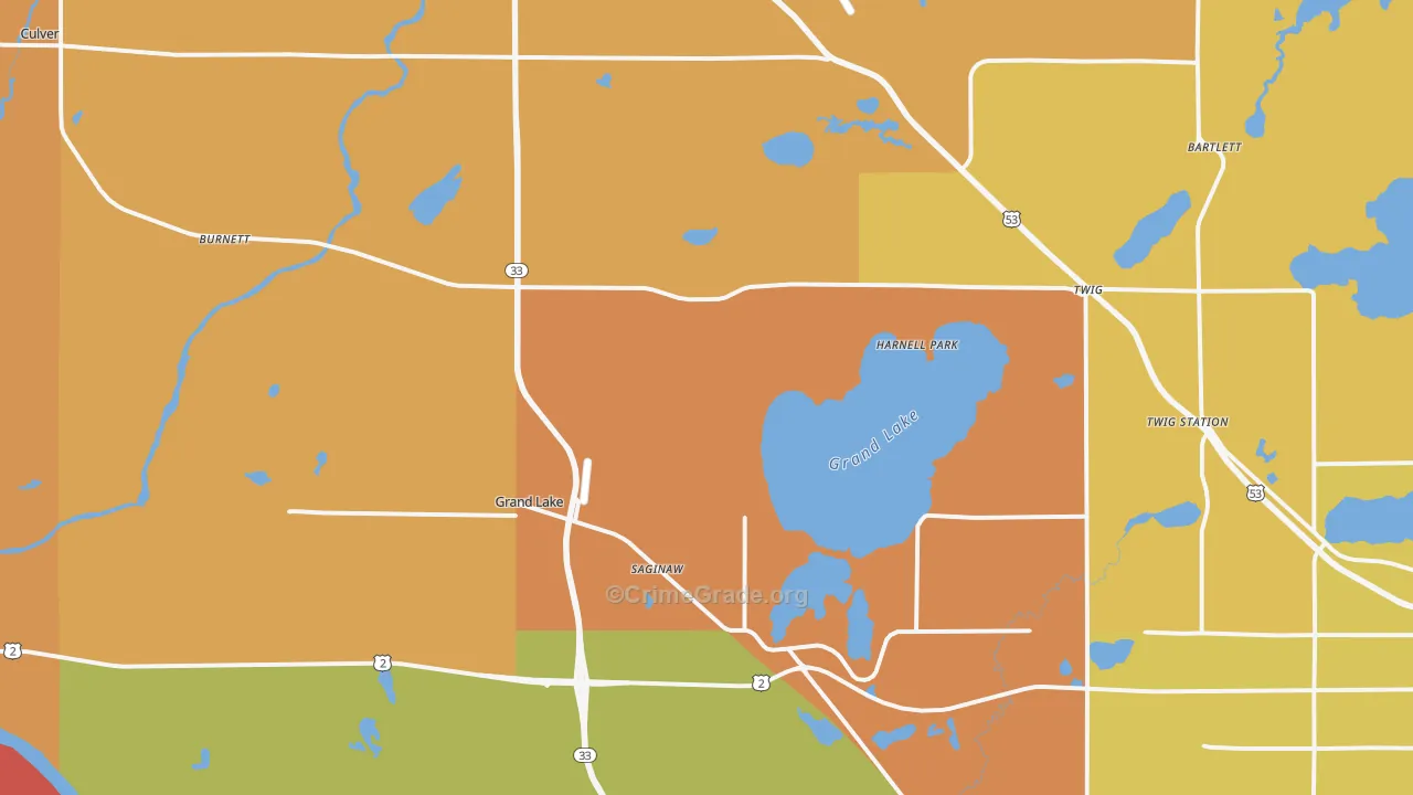 Saginaw, MN Map of Robbery Rates