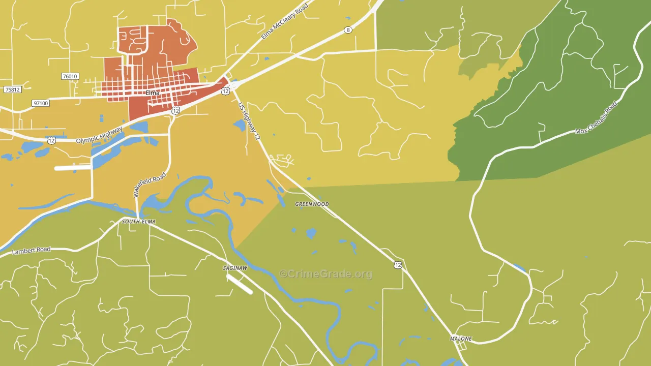 Saginaw, WA Map of Robbery Rates