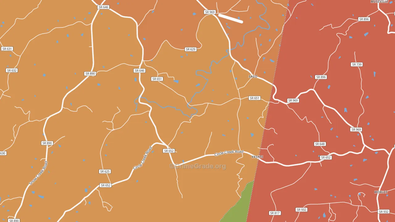 Sago, VA Map of Robbery Rates