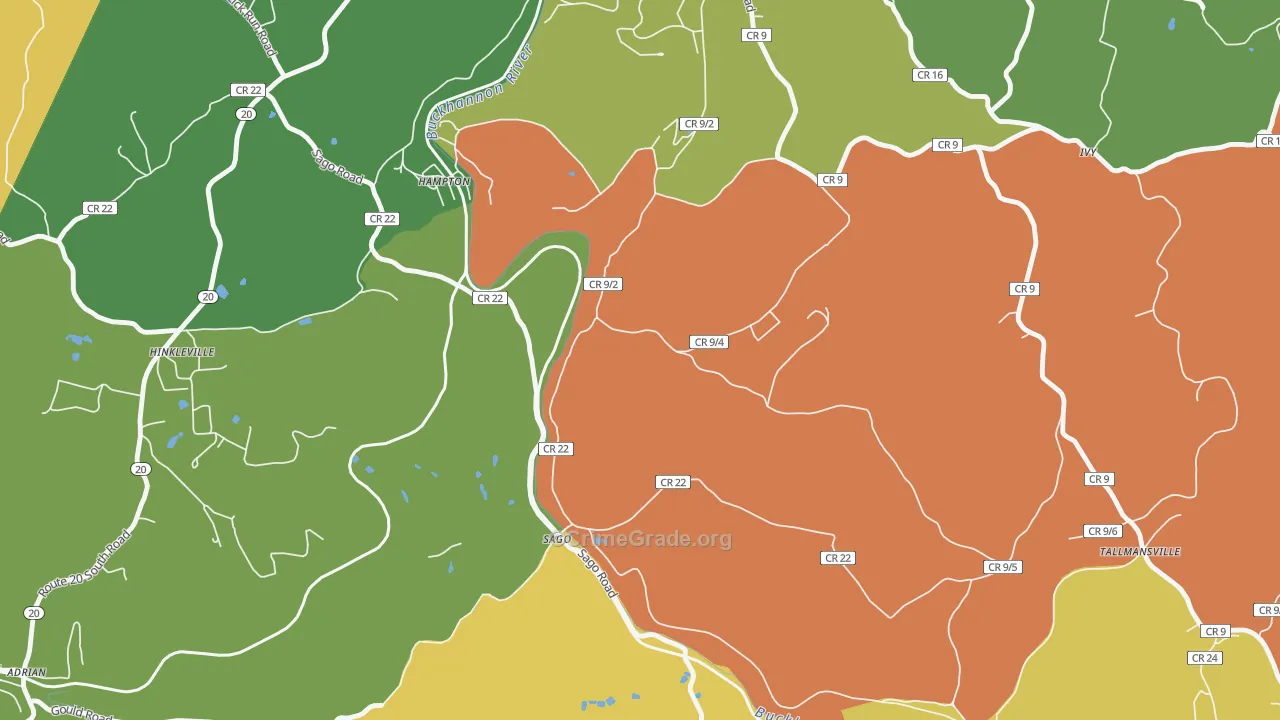 Sago, WV Map of Robbery Rates