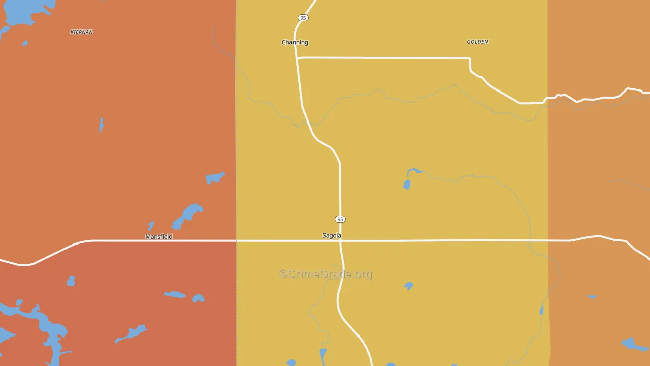 Sagola, MI Map of Robbery Rates