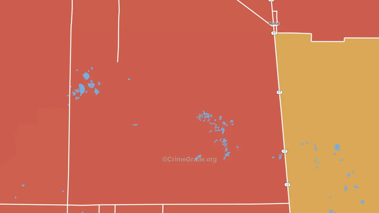 Saguache County, CO Map of Robbery Rates