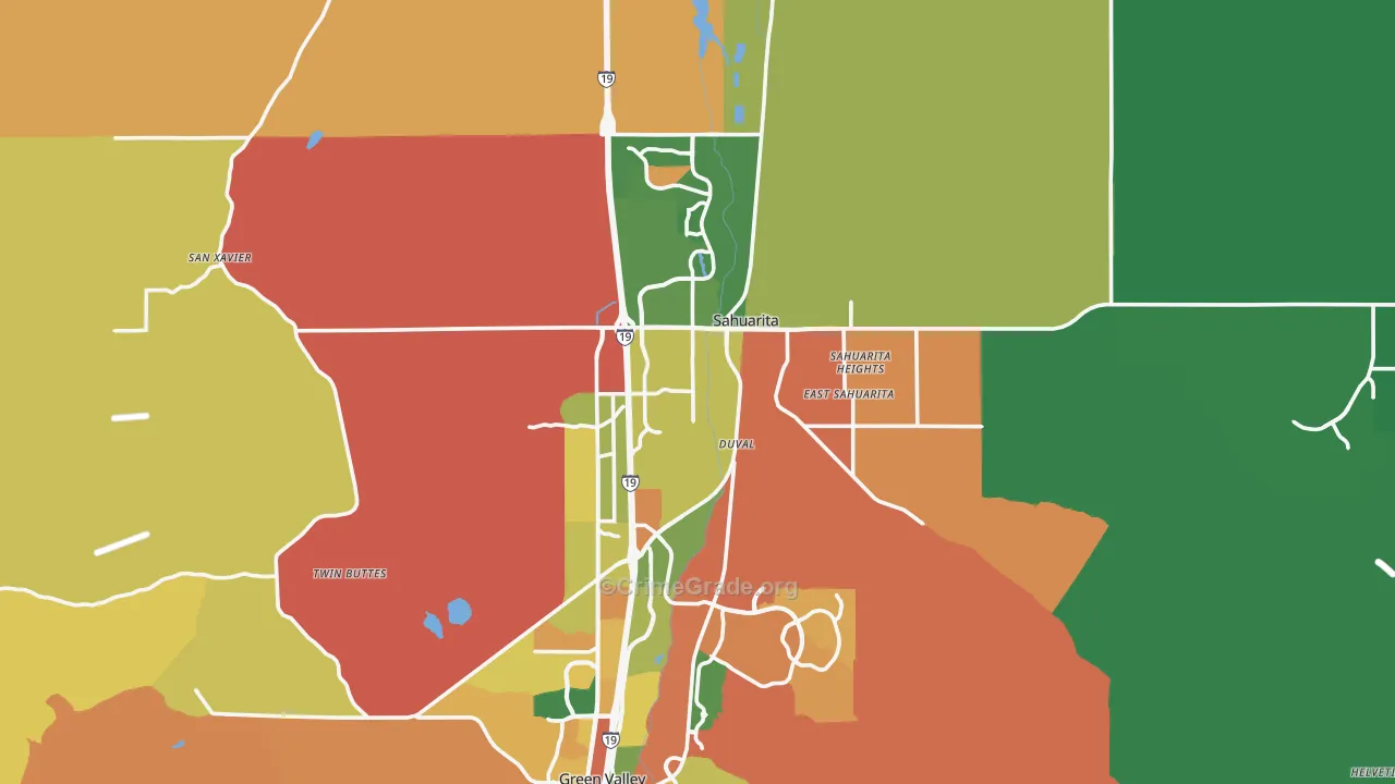 Sahuarita, AZ Map of Robbery Rates