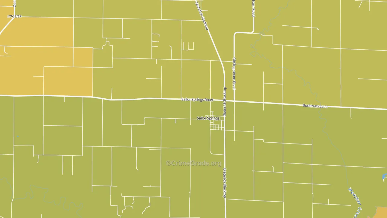 Sailor Springs, IL Map of Robbery Rates