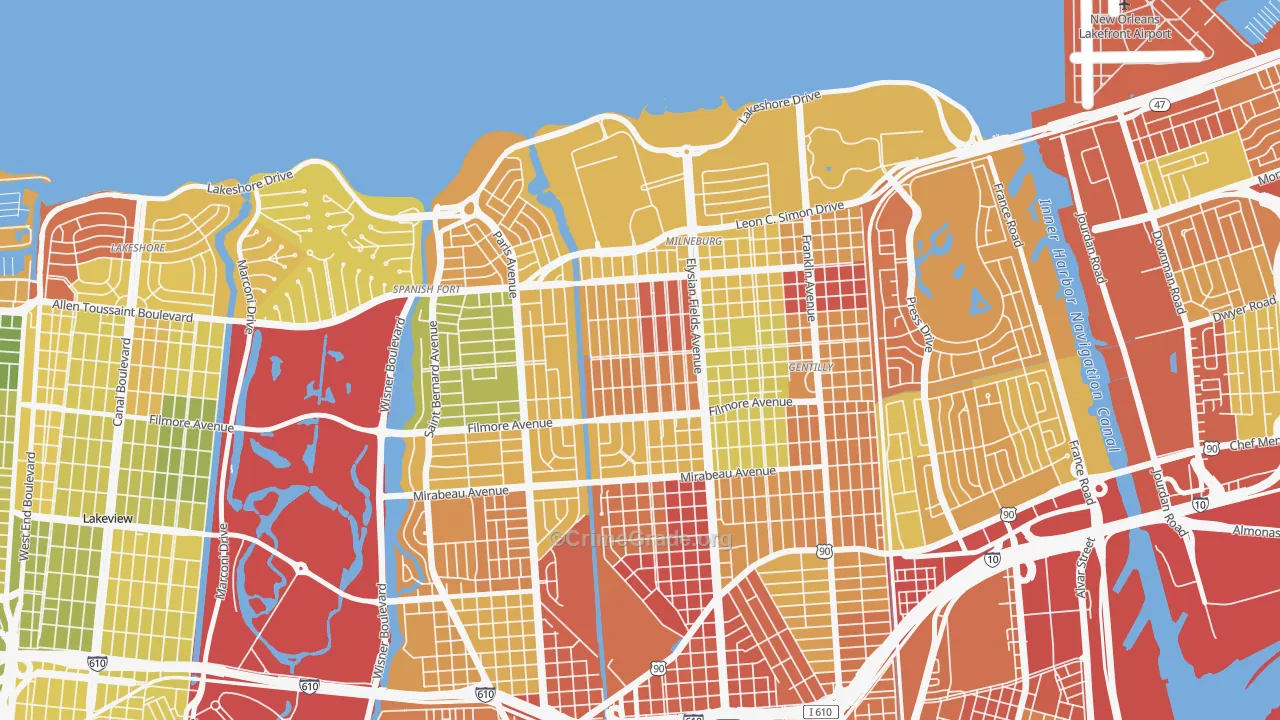 Saint Anthony, New Orleans, LA Map of Robbery Rates