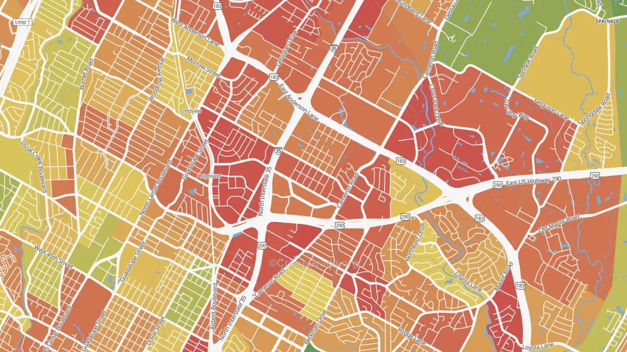 Saint Johns, Austin, TX Map of Robbery Rates
