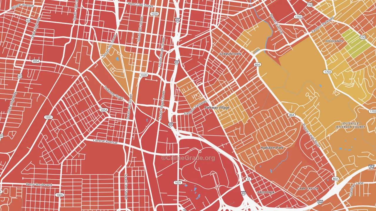 Saint Joseph, Louisville, KY Map of Robbery Rates