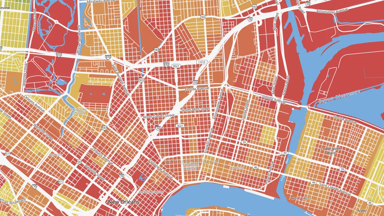Saint Roch, New Orleans, LA Map of Robbery Rates