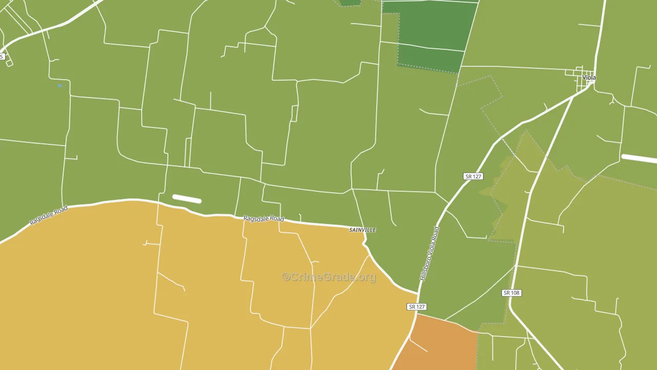 Sainville, TN Map of Robbery Rates