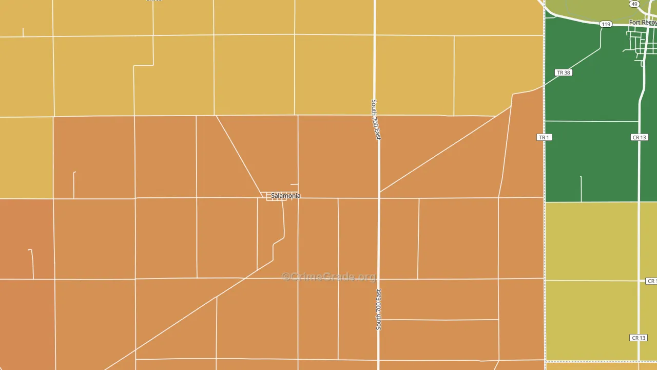 Salamonia, IN Map of Robbery Rates