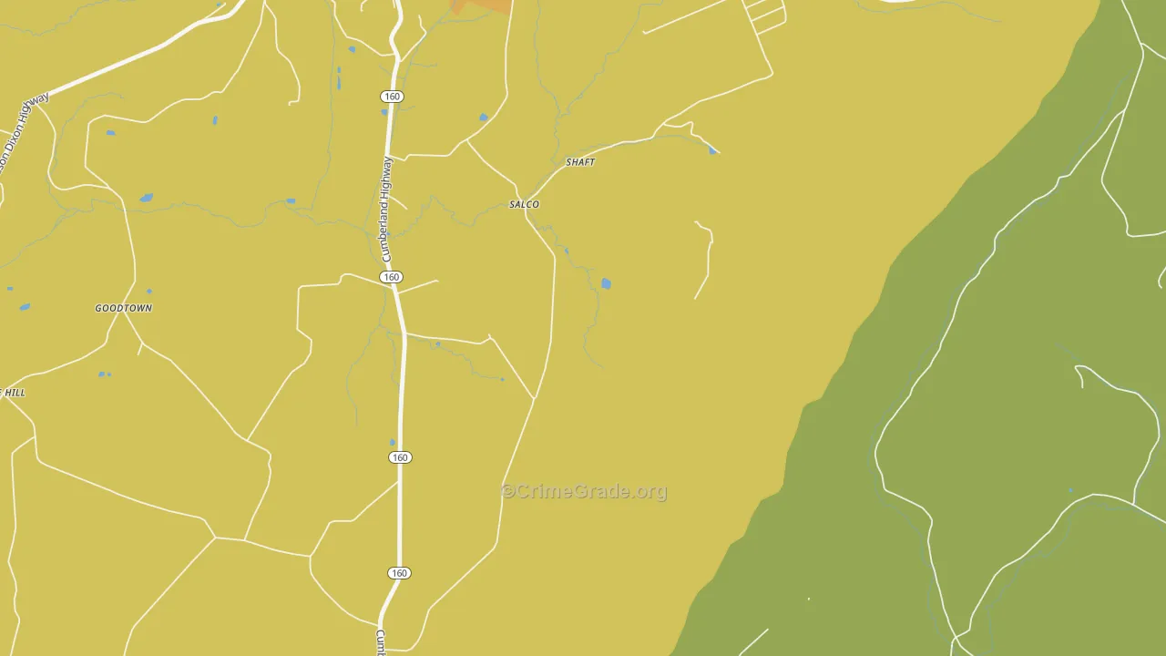 Salco, PA Map of Robbery Rates
